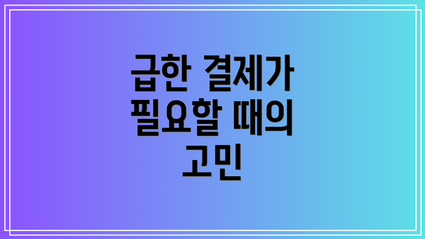 급한 결제가 필요할 때의 고민