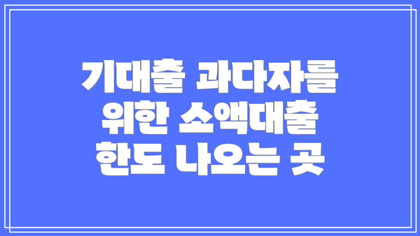 기대출 과다자를 위한 소액대출 한도 나오는 곳