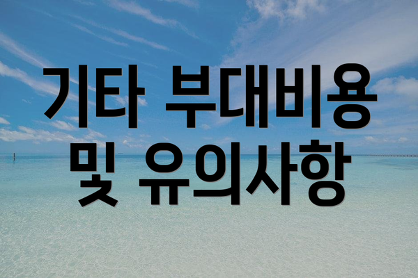 기타 부대비용 및 유의사항