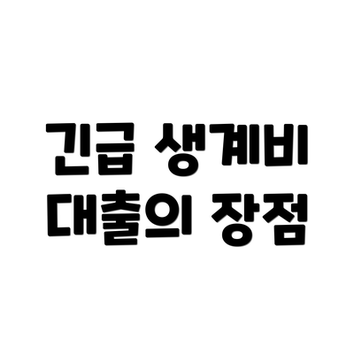 긴급 생계비 대출의 장점