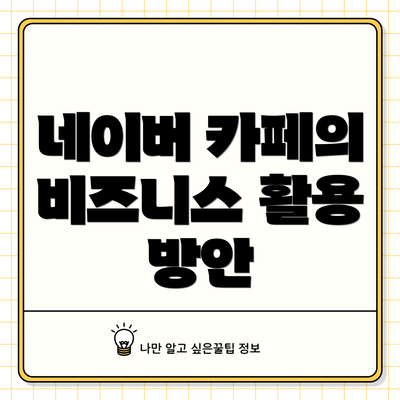 네이버 카페의 비즈니스 활용 방안