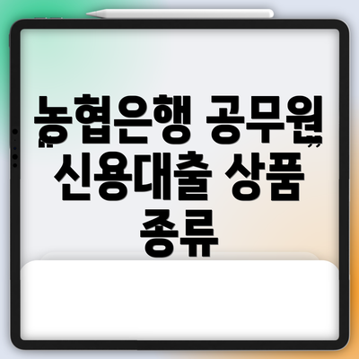 농협은행 공무원 신용대출 상품 종류