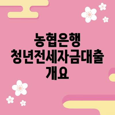 농협은행 청년전세자금대출 개요