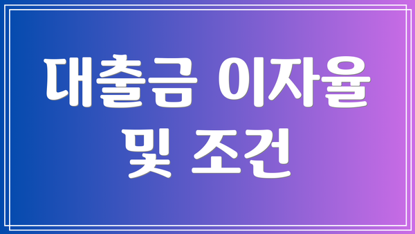 대출금 이자율 및 조건