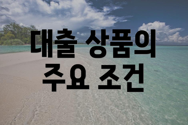 대출 상품의 주요 조건