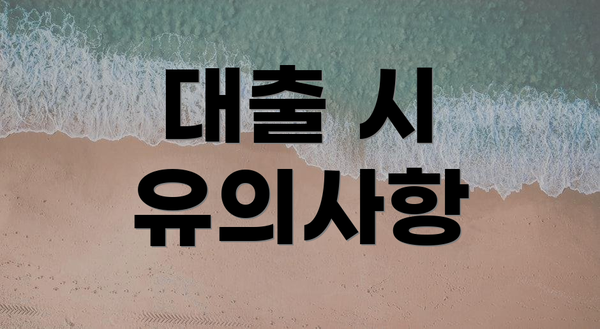 대출 시 유의사항