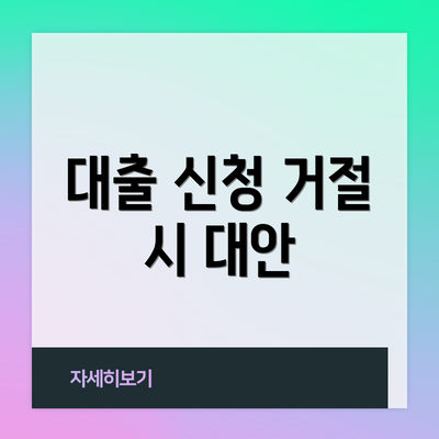 대출 신청 거절 시 대안