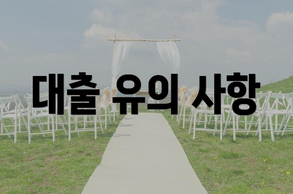 대출 유의 사항