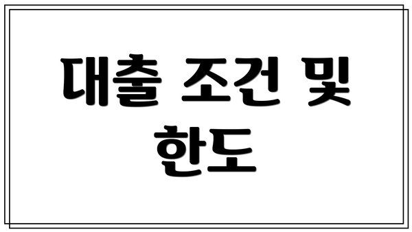 대출 조건 및 한도