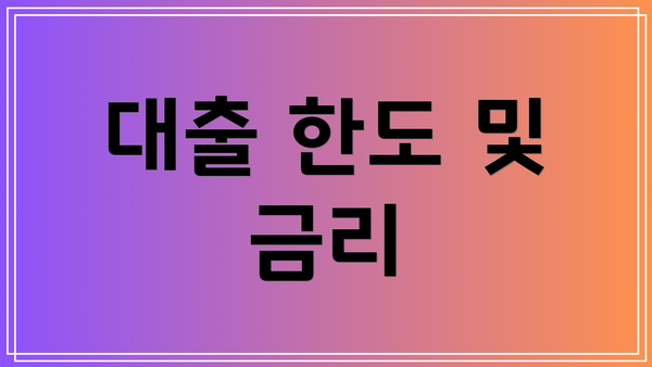 대출 한도 및 금리