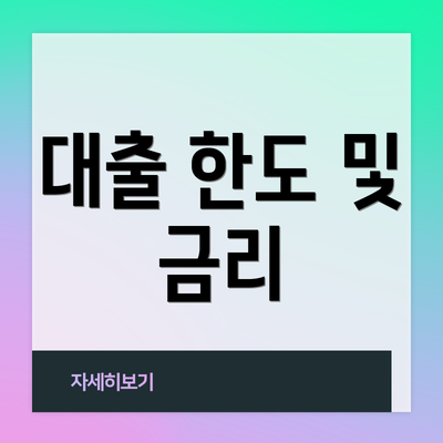 대출 한도 및 금리