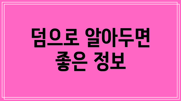 덤으로 알아두면 좋은 정보
