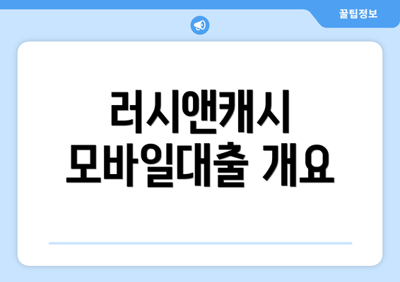 러시앤캐시 모바일대출 개요