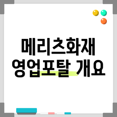 메리츠화재 영업포탈 개요