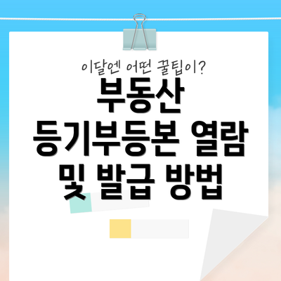 부동산 등기부등본 열람 및 발급 방법