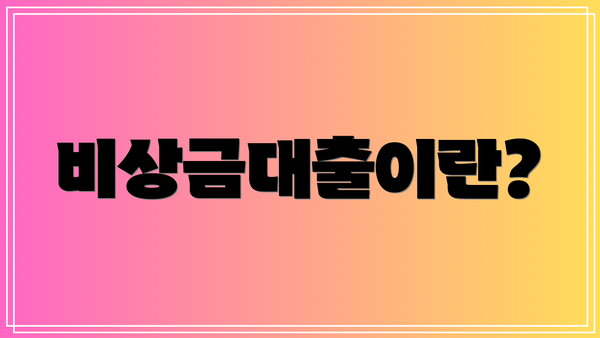 비상금대출이란?