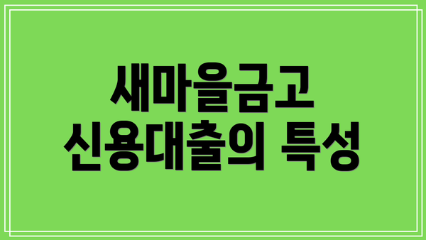 새마을금고 신용대출의 특성