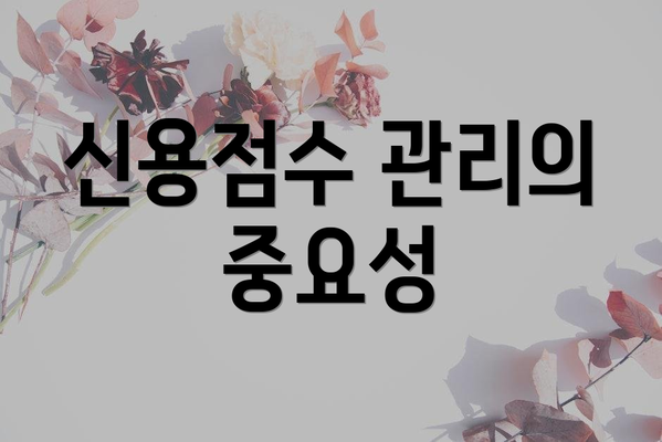 신용점수 관리의 중요성
