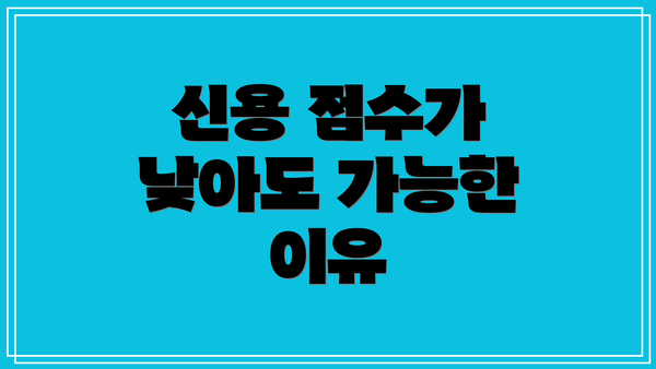 신용 점수가 낮아도 가능한 이유