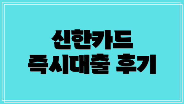 신한카드 즉시대출 후기