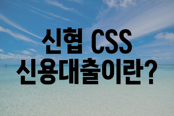 신협 CSS 신용대출이란?