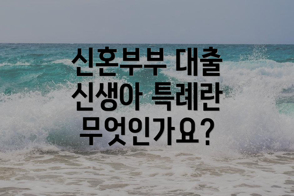 신혼부부 대출 신생아 특례란 무엇인가요?