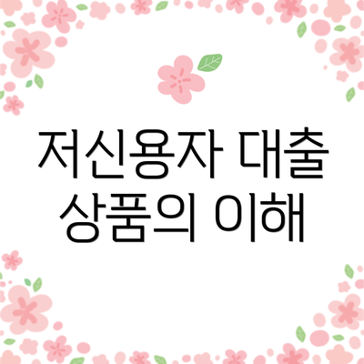 저신용자 대출 상품의 이해