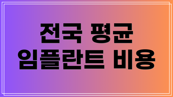 전국 평균 임플란트 비용