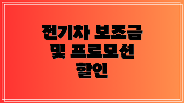 전기차 보조금 및 프로모션 할인