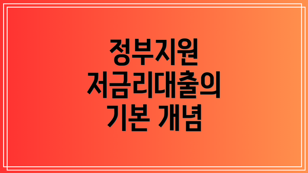 정부지원 저금리대출의 기본 개념