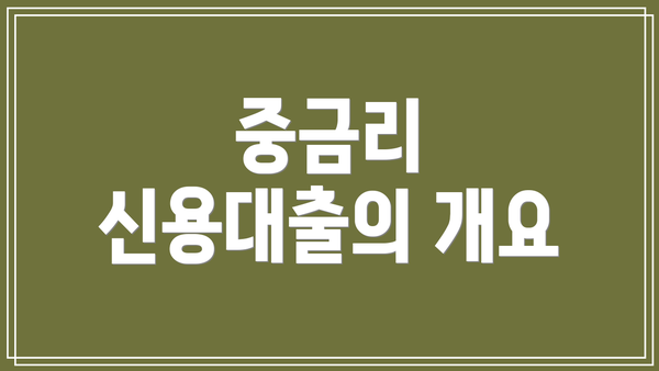 중금리 신용대출의 개요