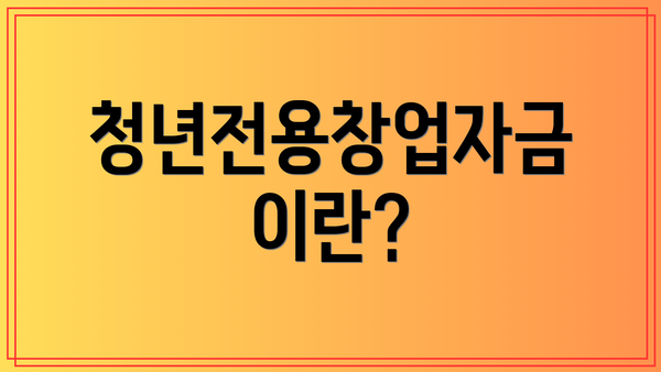 청년전용창업자금이란?