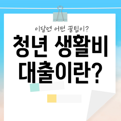 청년 생활비 대출이란?