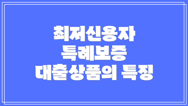 최저신용자 특례보증 대출상품의 특징