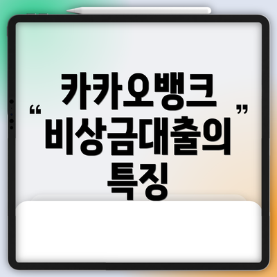 카카오뱅크 비상금대출의 특징