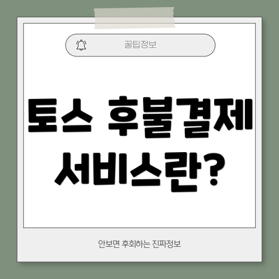 토스 후불결제 서비스란?