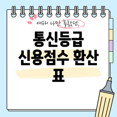 통신등급 신용점수 환산 표