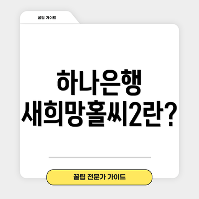하나은행 새희망홀씨2란?