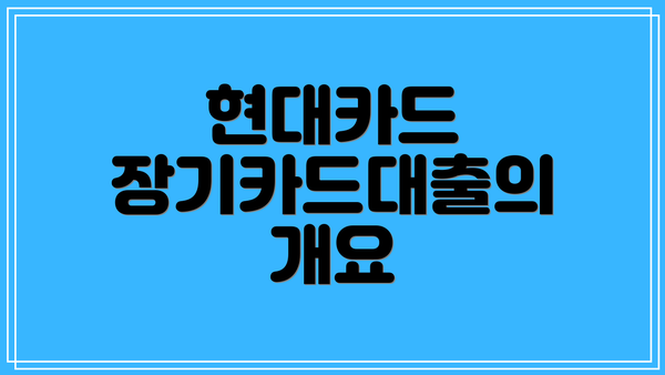 현대카드 장기카드대출의 개요