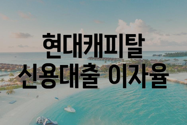 현대캐피탈 신용대출 이자율