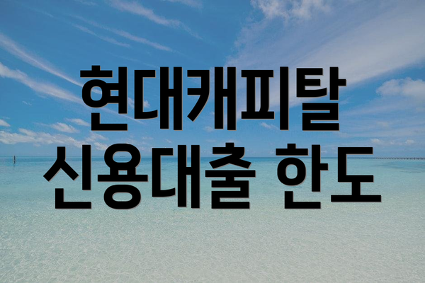 현대캐피탈 신용대출 한도
