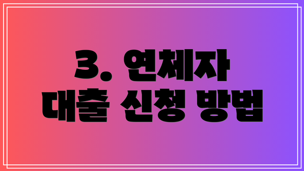 3. 연체자 대출 신청 방법