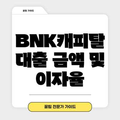 BNK캐피탈 대출 금액 및 이자율