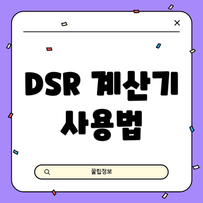 DSR 계산기 사용법