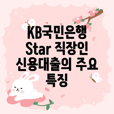 KB국민은행 Star 직장인 신용대출의 주요 특징
