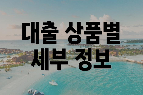 대출 상품별 세부 정보