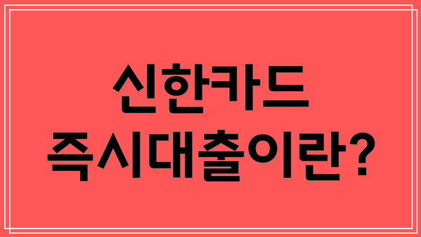 신한카드 즉시대출이란?