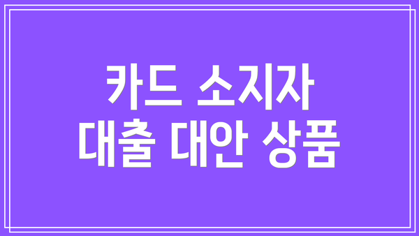카드 소지자 대출 대안 상품