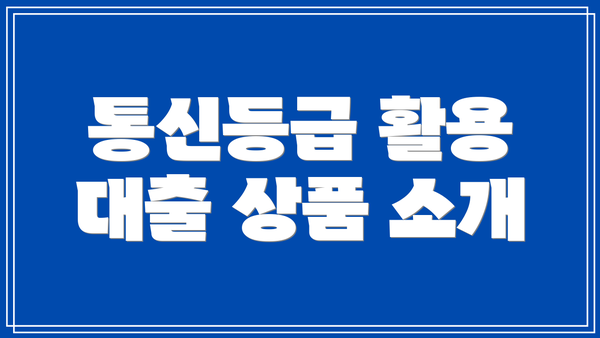 통신등급 활용 대출 상품 소개