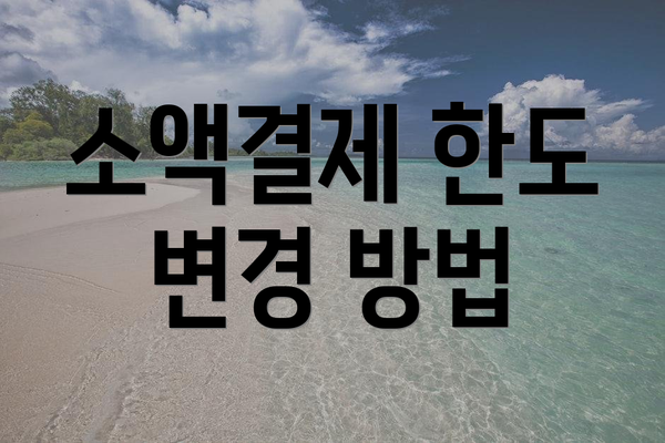 소액결제 한도 변경 방법